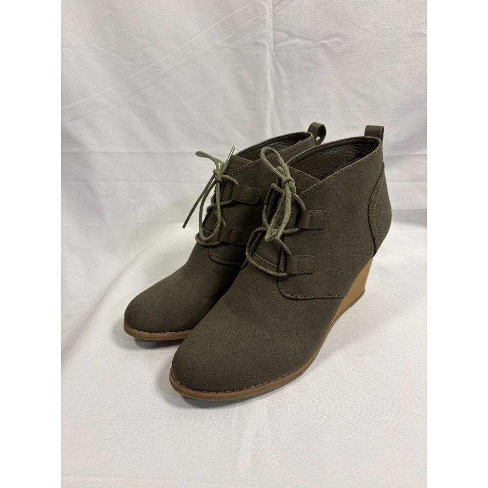 Women's NAUTICA Lace-Up Wedge Suede Booties - Size 9